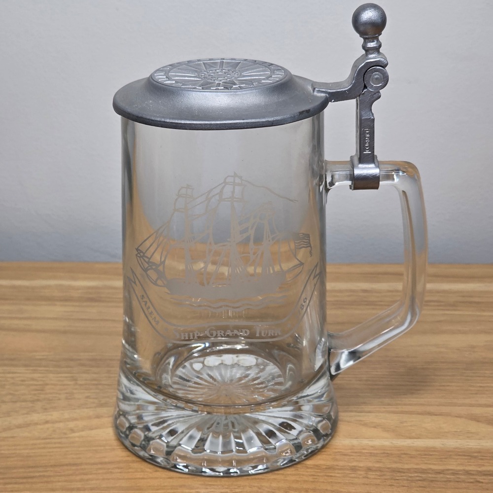 Vintage Old Spice Glass Beer Stein Salem Ship‎ Grand Turk 1786 W. Germany ALWE